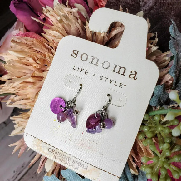 NWT Sonoma Life + Style Purple Dangle Earrings - Picture 5 of 6